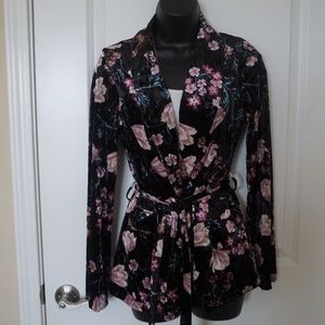 Velvet Floral Print Blazer